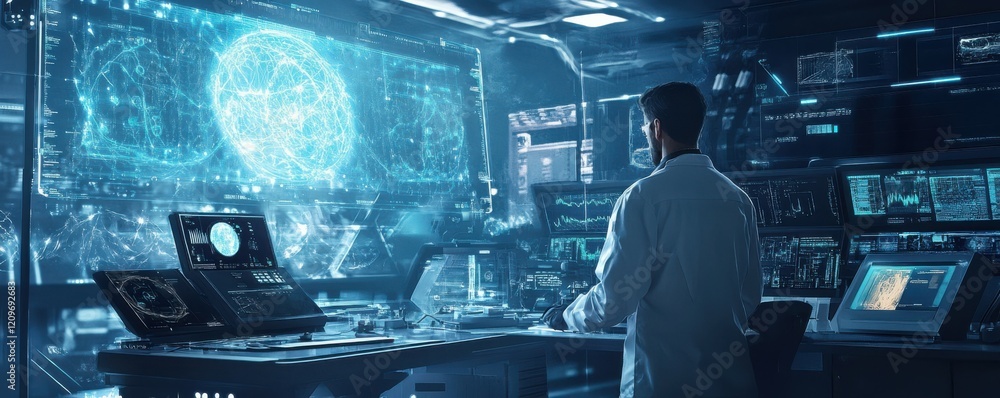 Aufkleber scientist working in a high-tech lab