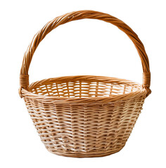 Empty wicker basket isolated from the background.