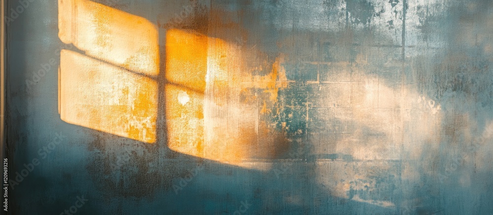 Poster tranquil patterns of light and shadow from a window creating a serene indoor ambiance on a softly il