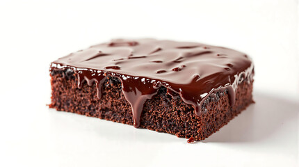 Chocolate cake with rich glaze isolated on a white background for National Chocolate Cake Day and any celebrations