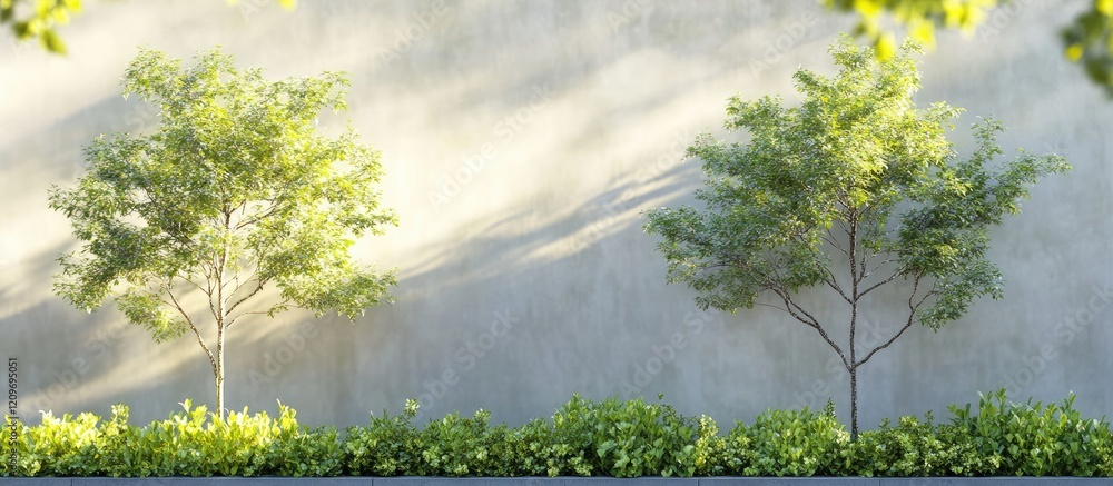 Poster soft focus trees with blurred wall background perfect for design project backdrops creating a serene