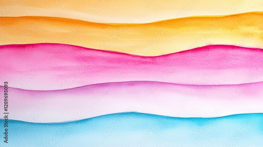 Aufkleber sunset watercolor concept. soft gradient waves in pastel colors create a serene and calming backgrou