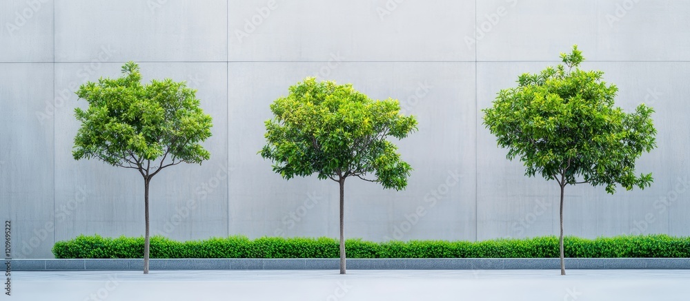 Poster serene soft focus image of trees with a blurred wall background perfect for design projects and crea