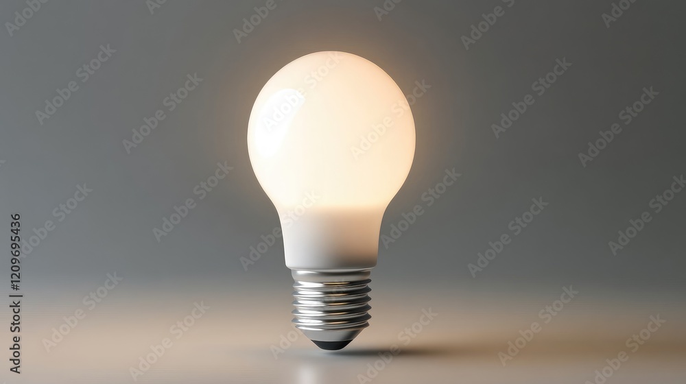Poster soft focus on isolated glowing light bulb emphasizing brightness and warmth in minimalistic backgrou