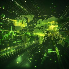 Digital Money Revolution:Futuristic Global Financial Network Visualization