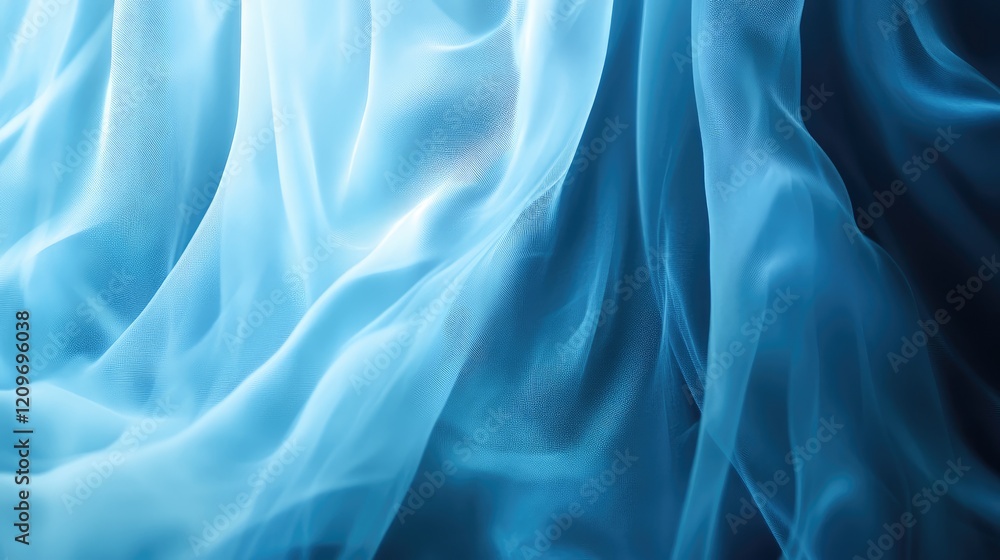 Aufkleber soft focus abstract blue silk texture with draped fabric and light effects creating a dreamy and ser