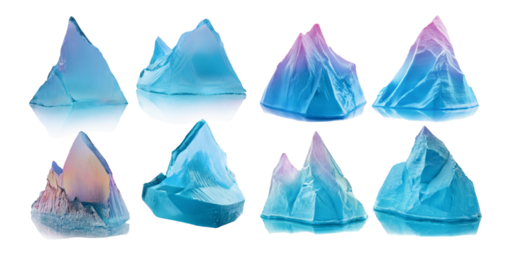 Colorful Ice Mountain Collection with Unique Geometric Shapes