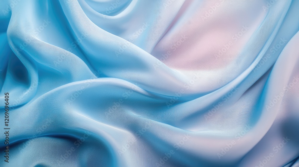 Poster elegant blue silk fabric with soft folds creating a smooth abstract background ideal for textures an