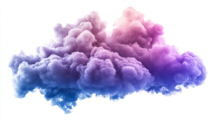 Fototapeta premium Abstract purple-blue cloud with gradient tones, artistic and dreamy, vibrant and whimsical, floating on white background, watercolor texture with soft edges