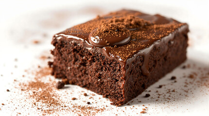 Chocolate cake with rich glaze isolated on a white background for National Chocolate Cake Day and any celebrations