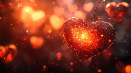Sparkling Red Heart Glowing With Inner Light