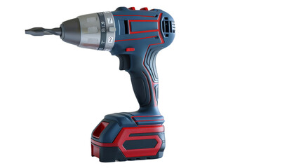 A cordless impact driver with high torque settings and LED work light, isolated on aTransparent background, PNG file