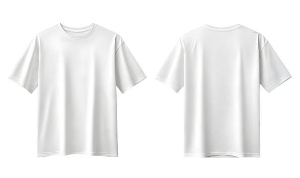 Mock up White t shirt front and back view, Ready for your mock up design transparent template