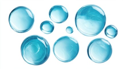 A collection of blue glass spheres