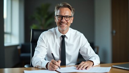 Obraz premium businessman in the office wearing white suit working 