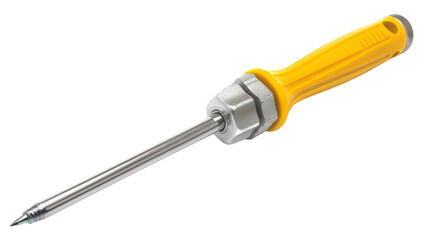 A Phillips head screwdriver with a yellow grip, isolated on aTransparent background, PNG file