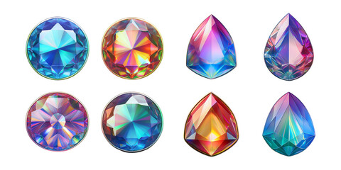 Colorful and Shiny Gemstone Collection with Various Shapes and Colors
