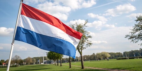 Fototapeta premium Netherlands Flag Waving in the Wind