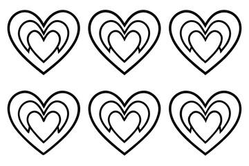 Minimalist Line Art Heart Patterns - Vector Set