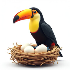 Obraz premium Vibrant Toucan Guarding Its Nest Of Eggs