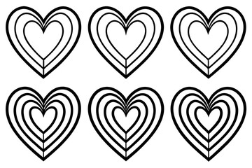 Minimalist Line Art Heart Patterns - Vector Set