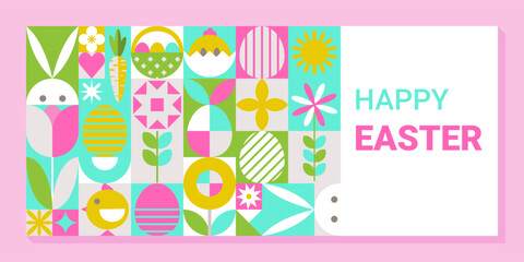 Fototapeta premium Easter Abstract Geometric Bauhaus Minimalist Banner