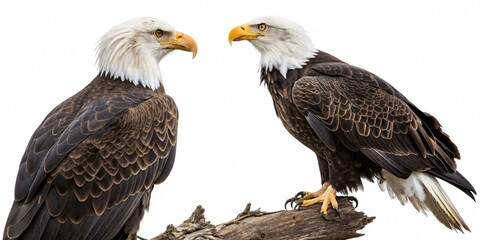 Obraz premium Two Bald Eagles Perched on a Branch.