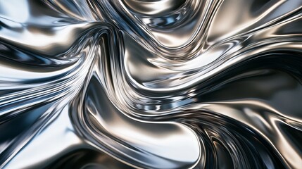 abstract swirling metallic ribbons, dynamic and vibrant, high detail, futuristic and sleek, flowing and artistic