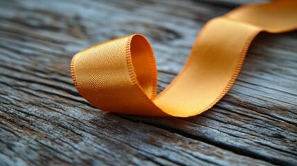 Golden Ribbon Curls on Weathered Wooden Surface