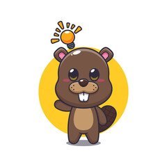 beaver mascot cartoon character vector illustration get an idea.