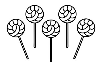 Minimalist Lollipop Line Art Vector Set