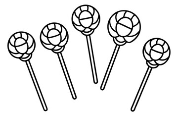 Minimalist Lollipop Line Art Vector Set