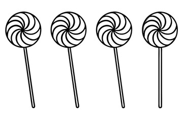 Minimalist Lollipop Line Art Vector Set