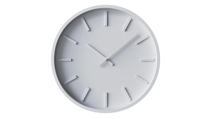 Stylish wall clock with a minimalist design, isolated on aTransparent background, PNG file