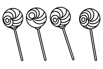 Minimalist Lollipop Line Art Vector Set