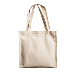 Beige Canvas Tote Bag Design on transparent background.