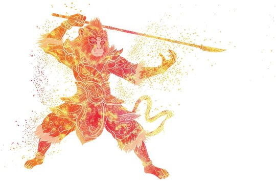 Monkey king art white background creativity