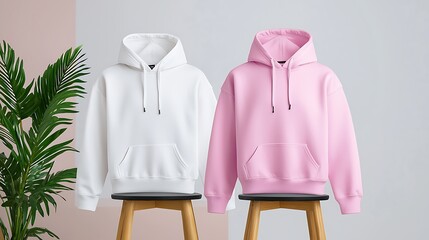 White and Pink Hoodies Mockup