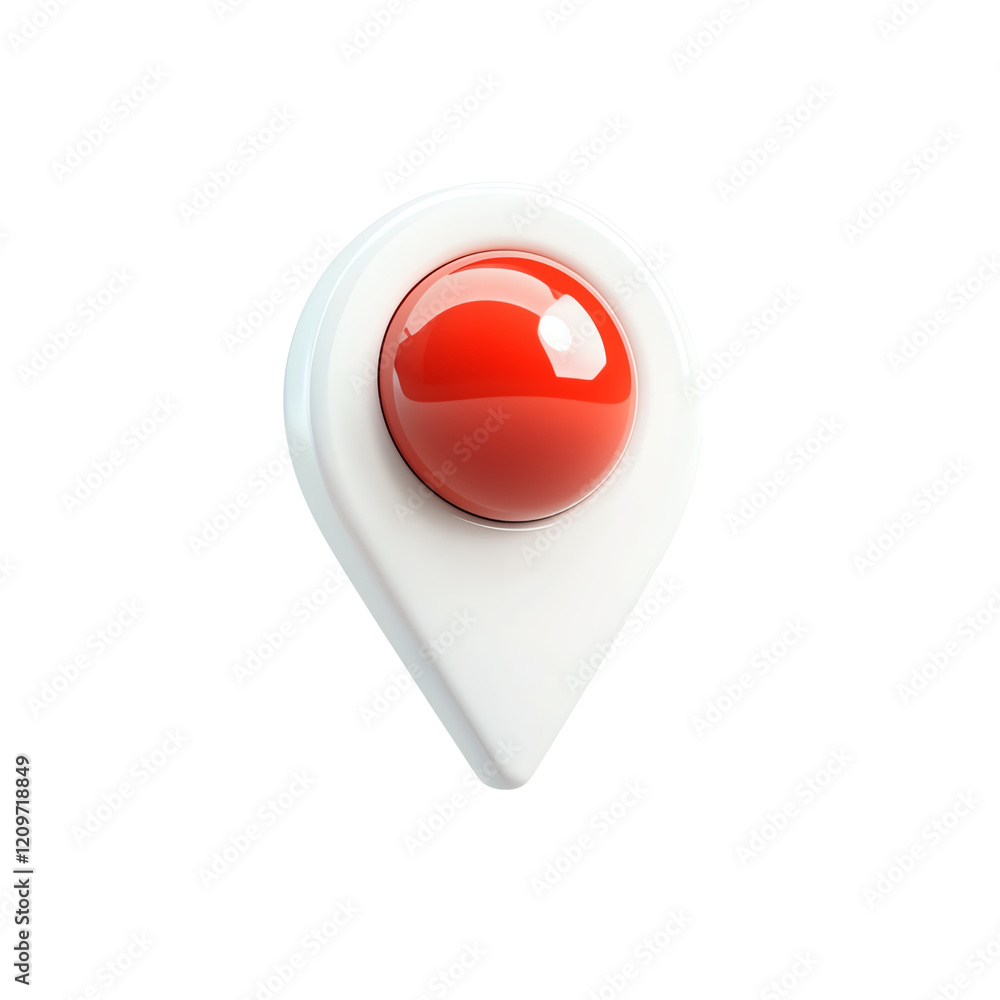 Poster this image features a modern location marker icon with a glossy red dot, symbolizing navigation and 