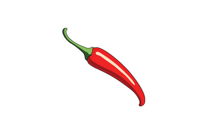 One red chili on a white background, vector illustration.