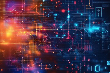 Obraz premium Abstract Digital Circuitry Network Showing Data Flow