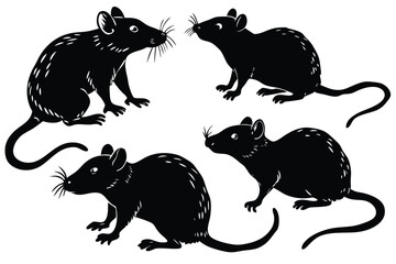 hand drawn silhouette of rat