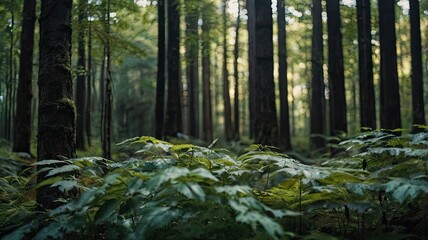 Obraz premium fern in the forest generative ai