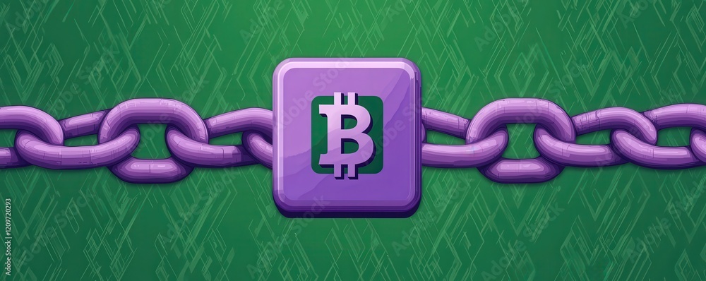 Poster secure bitcoin cryptocurrency blockchain technology chain link and digital currency symbol