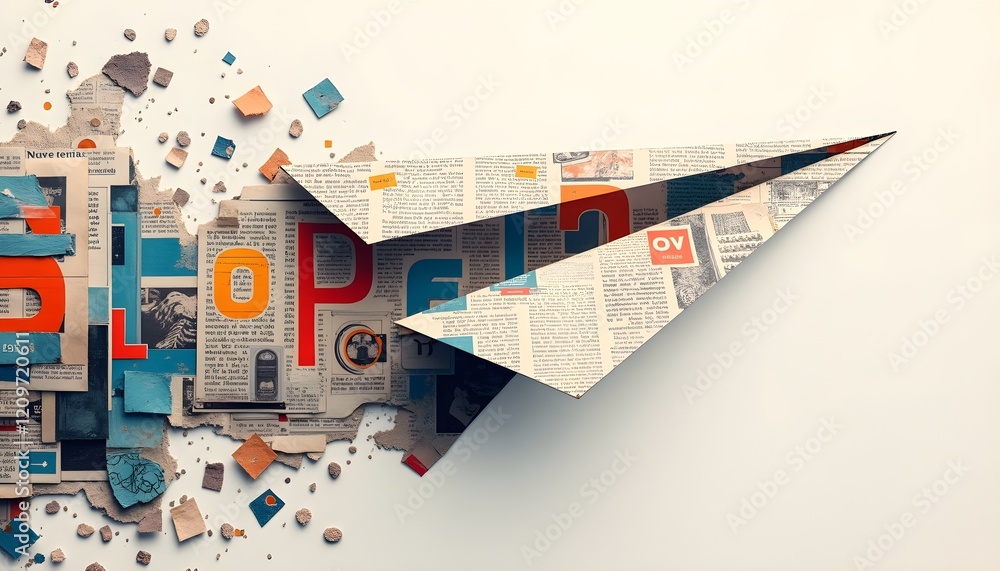 Poster paper airplane made from ai-generated text symbolizes low-quality media.