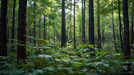Naklejka premium fern in the forest generative ai