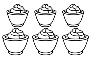 Minimalist Mousse Dessert Line Art Set