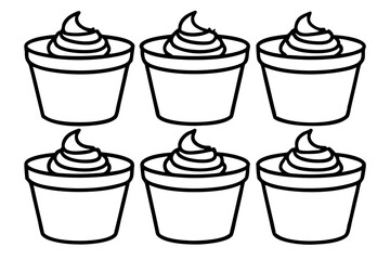 Minimalist Mousse Dessert Line Art Set
