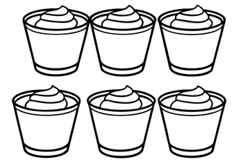 Minimalist Mousse Dessert Line Art Set