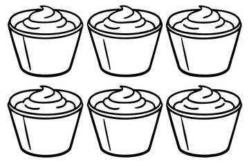 Minimalist Mousse Dessert Line Art Set